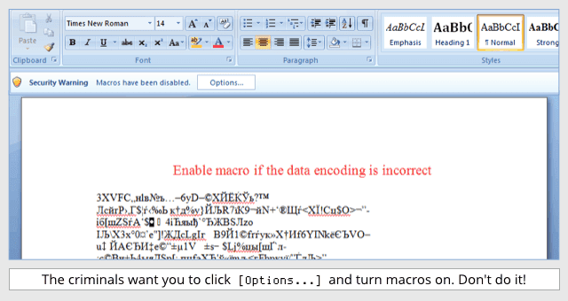 Ransomware may arrive in Word documents like this